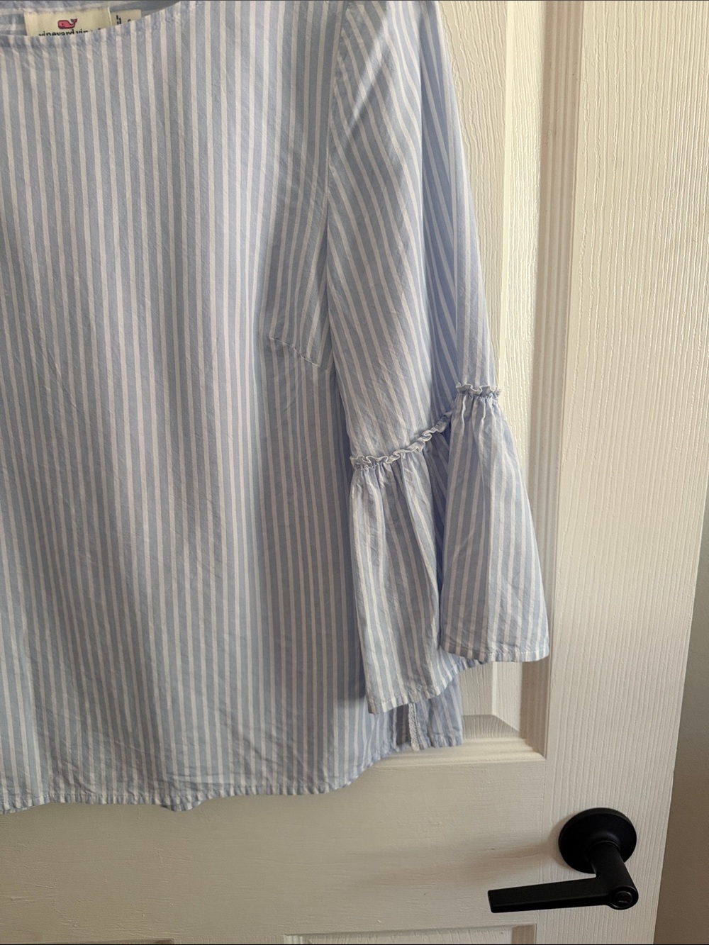 Vineyard Vines Light Blue & White Striped Bell-Sleeve Blouse - Picture 4 of 13